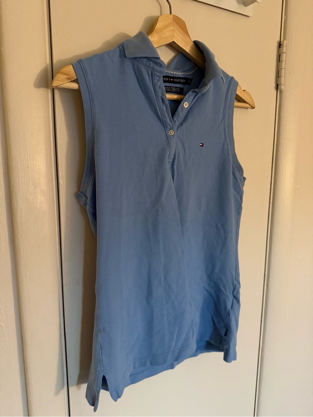 Tommy Hilfiger Sleeveless Polo Top - Light Blue
